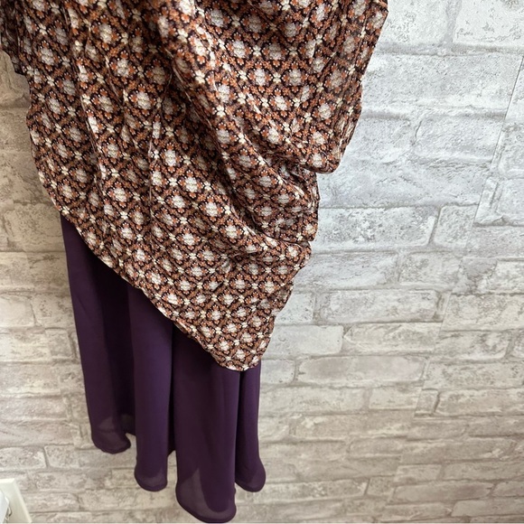 J. JILL floral print maxi dress women’s 10P orange purple fall autumn sleeveless - Picture 5 of 6